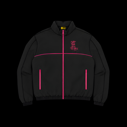REFLECTIVE TRACK TOP - BLACK/HOT PINK