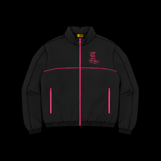 REFLECTIVE TRACK TOP - BLACK/HOT PINK