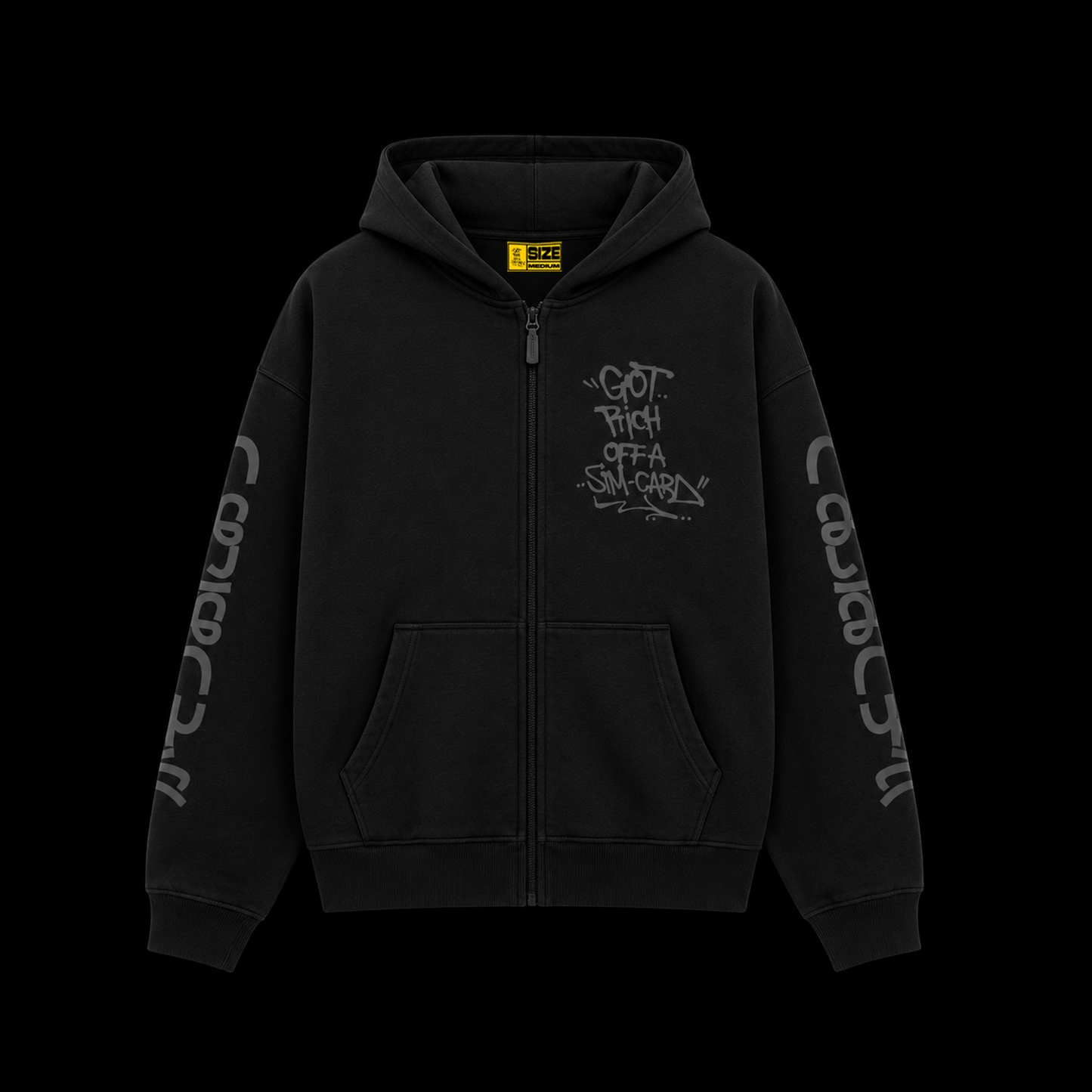 JAPANESE ZIPPED HOODIE - TRIPLE BLACK