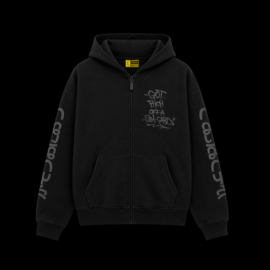 JAPANESE ZIPPED HOODIE - TRIPLE BLACK