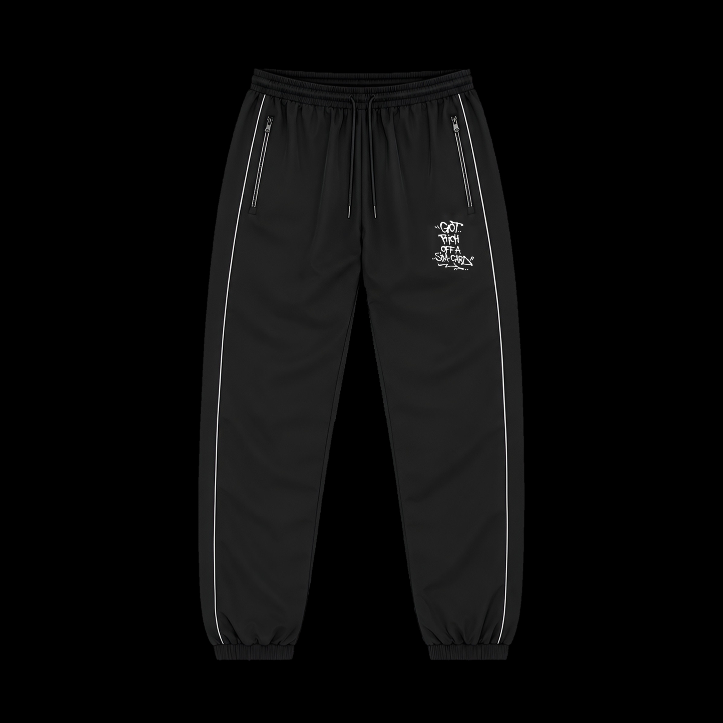REFLECTIVE TRACK PANT - BLACK/WHITE